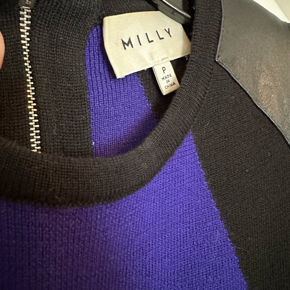 Milly knit shift dress with faux leather detail - size 0 - Picture 3 of 5